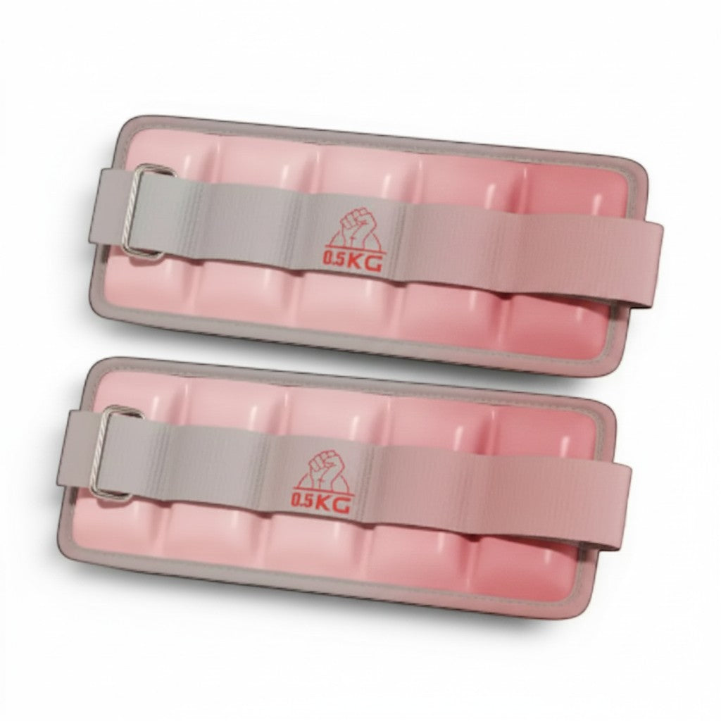 Pink gradient adjustable ankle and wrist weights 1kg pair for strength and conditioning workouts.