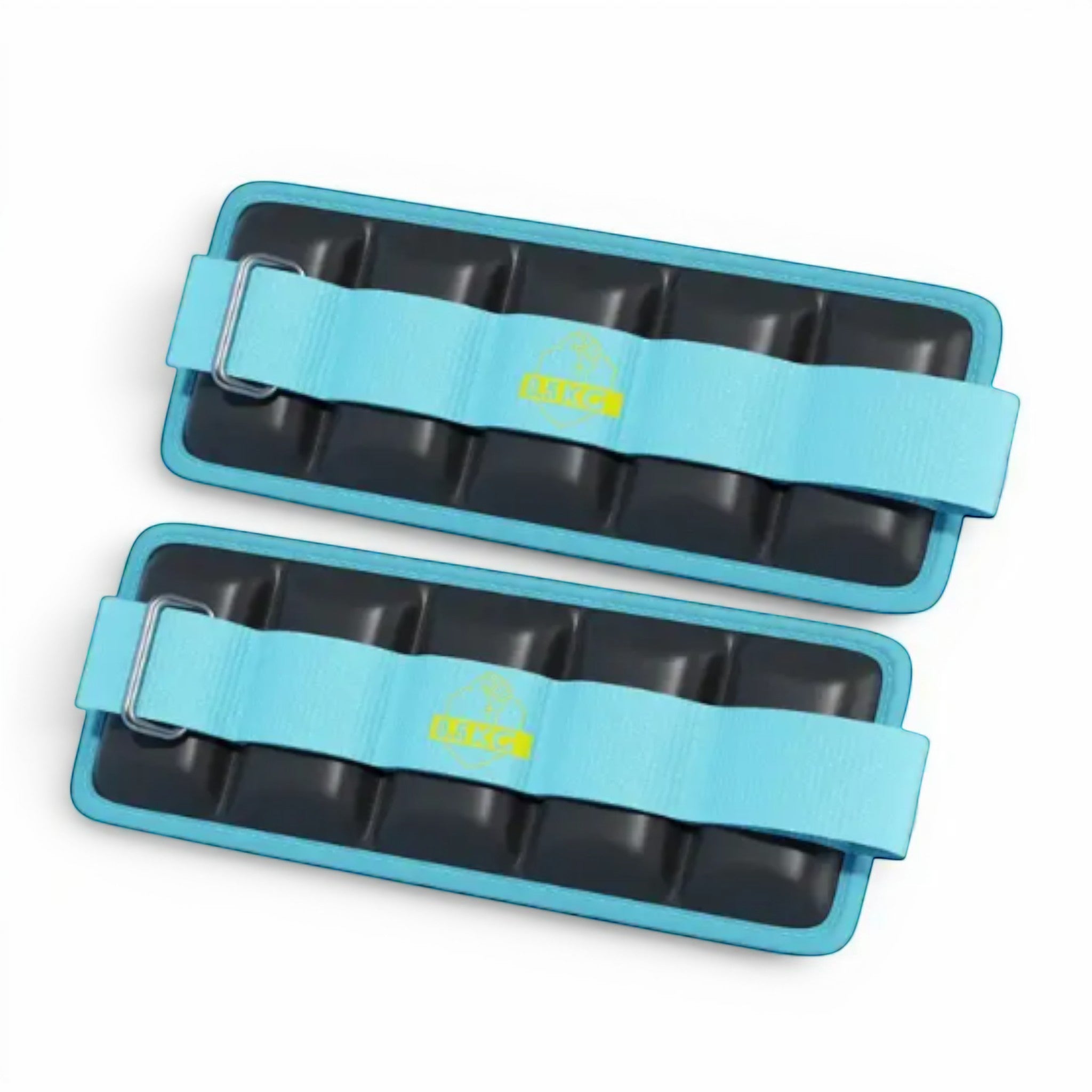 Blue and black adjustable ankle and wrist weights 2kg pair for advanced home and gym workouts.