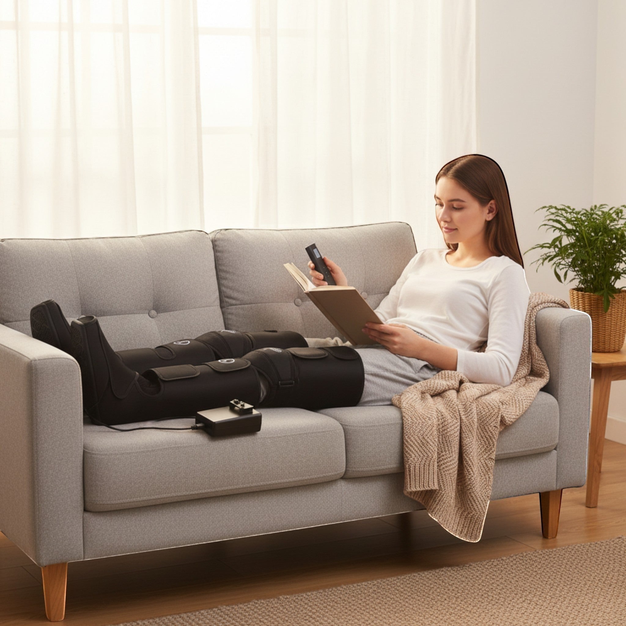 Experience comfortable massage sessions with a portable leg massager designed for everyday use.