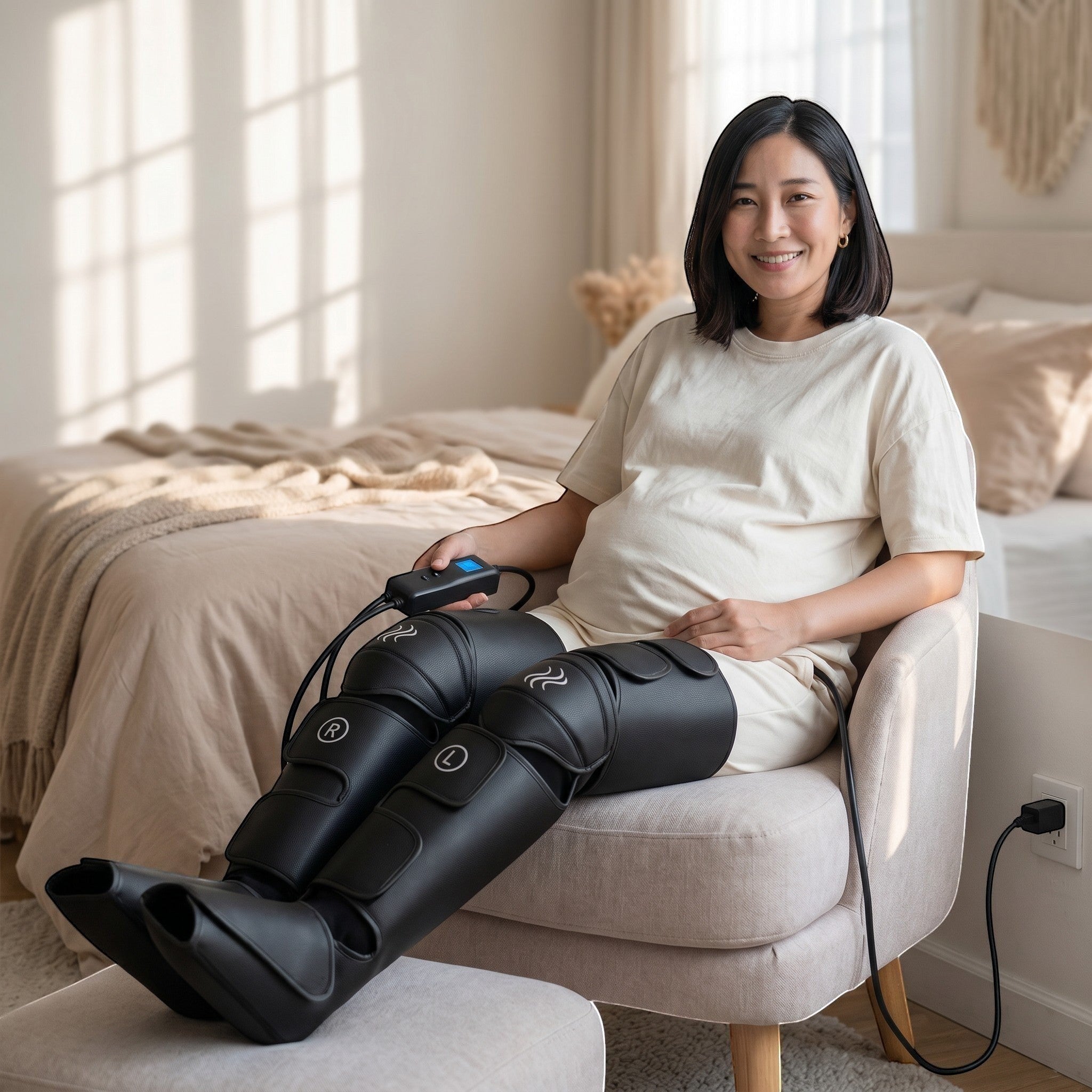 Lightweight and convenient, this air compression massager is ideal for daily relaxation and home wellness routines.