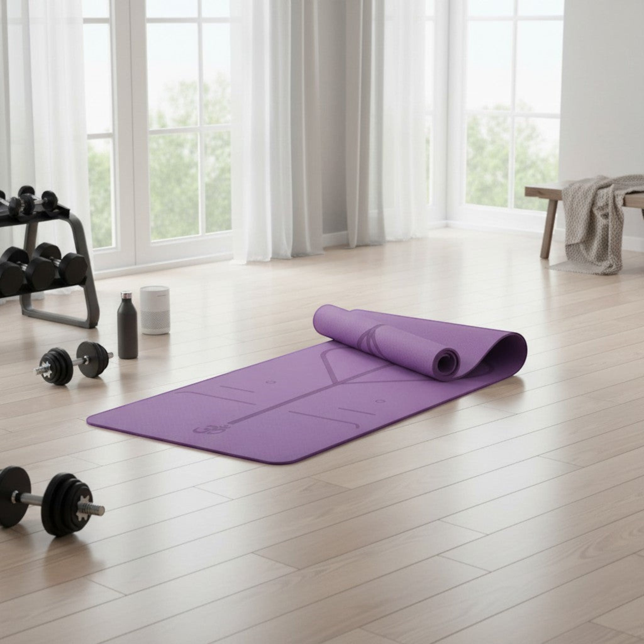 Designed for everyday fitness routines, this anti-slip yoga mat provides a stable and comfortable training surface.