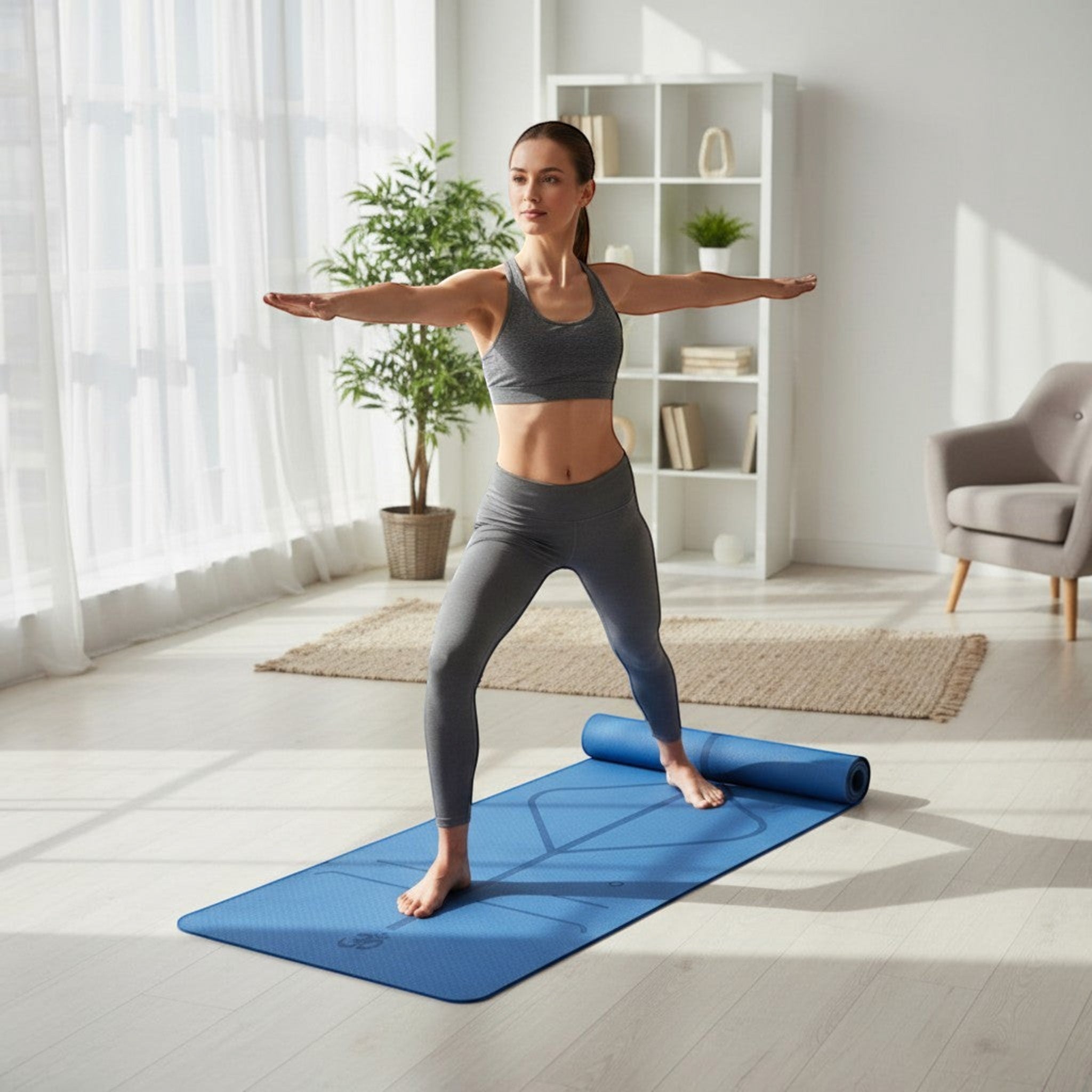 Enhance your fitness routine with a comfortable yoga mat designed for stretching, yoga practice, mobility work, and home workouts.
