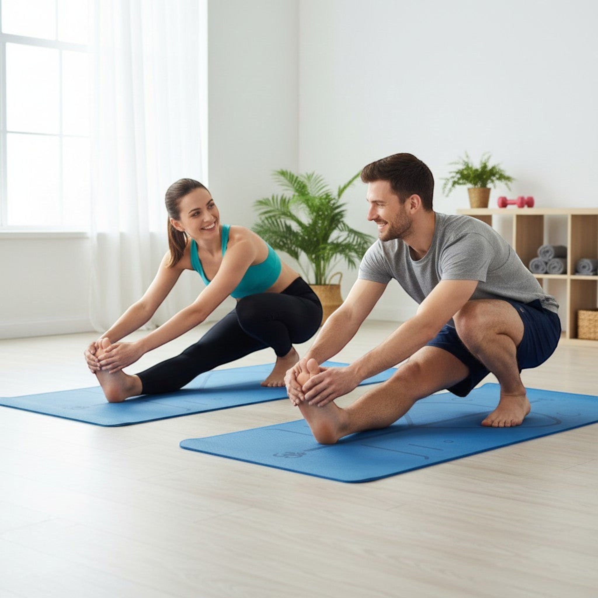 Train with confidence using a durable TPE yoga mat featuring a non-slip surface and comfortable cushioning for daily workouts.