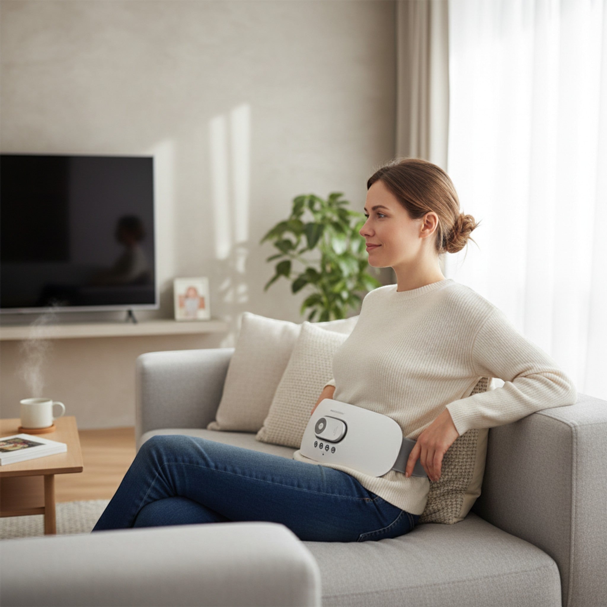 A lightweight and easy-to-use massage belt suitable for relaxation sessions at home or while traveling.