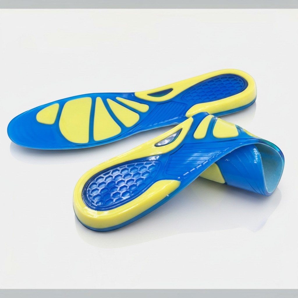 Lightweight gel insoles designed to improve comfort and cushioning during movement and daily routines.