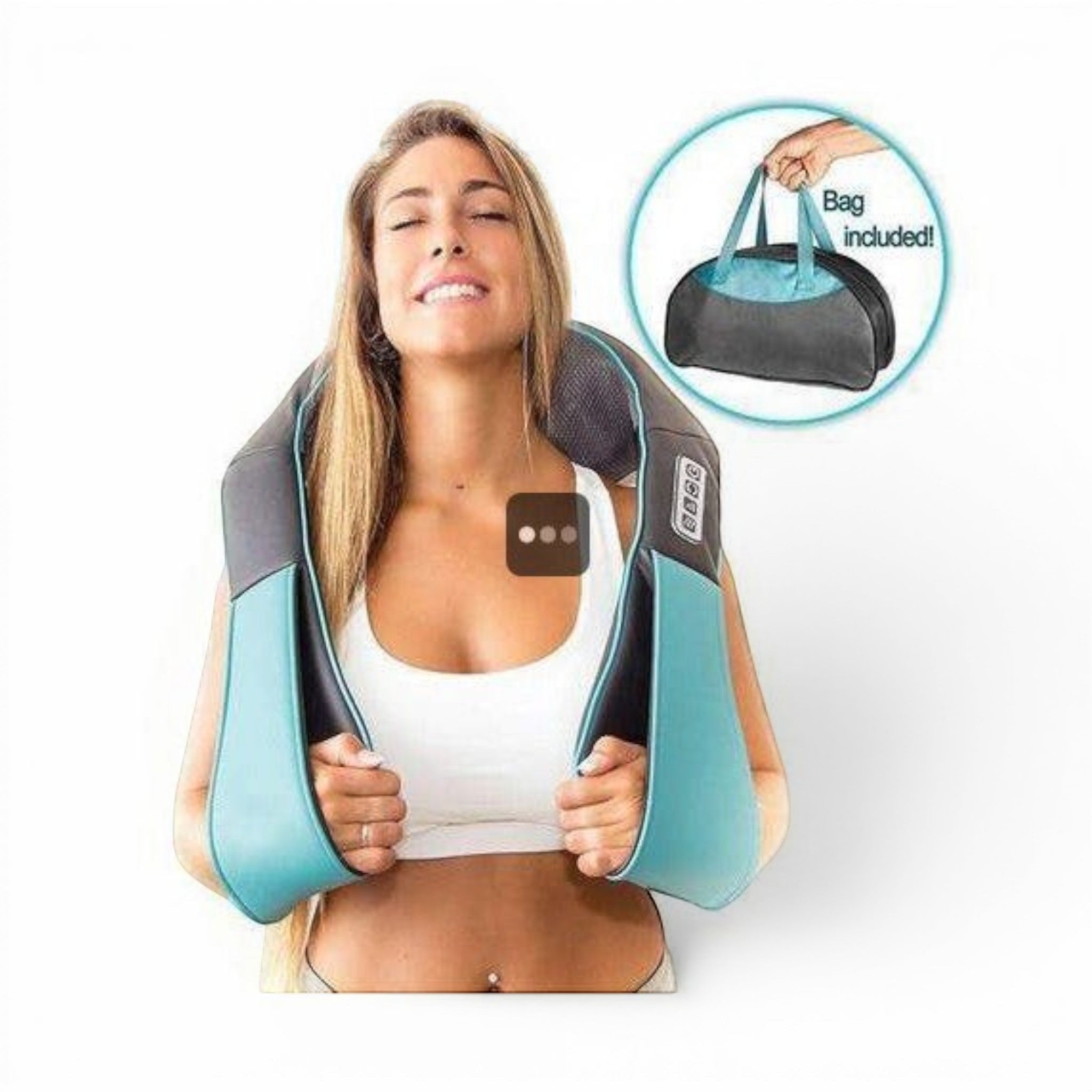 A practical massage device designed for relaxation sessions at home, in the office, or while traveling.