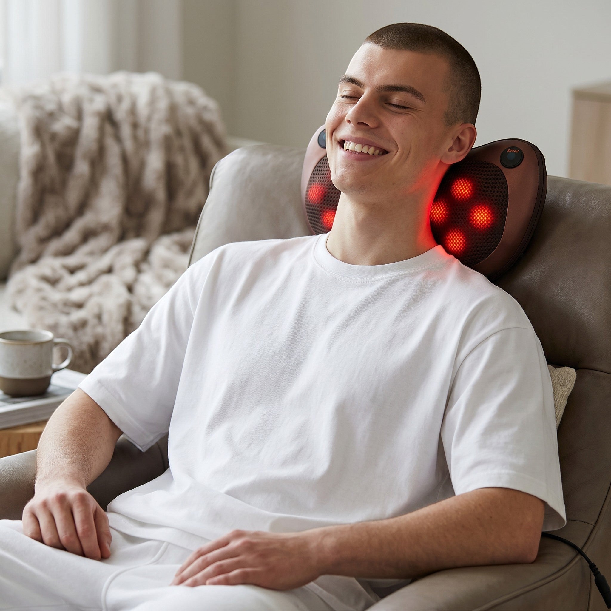 Enjoy a relaxing massage experience at home, in the office, or while traveling with a versatile shiatsu massage pillow.