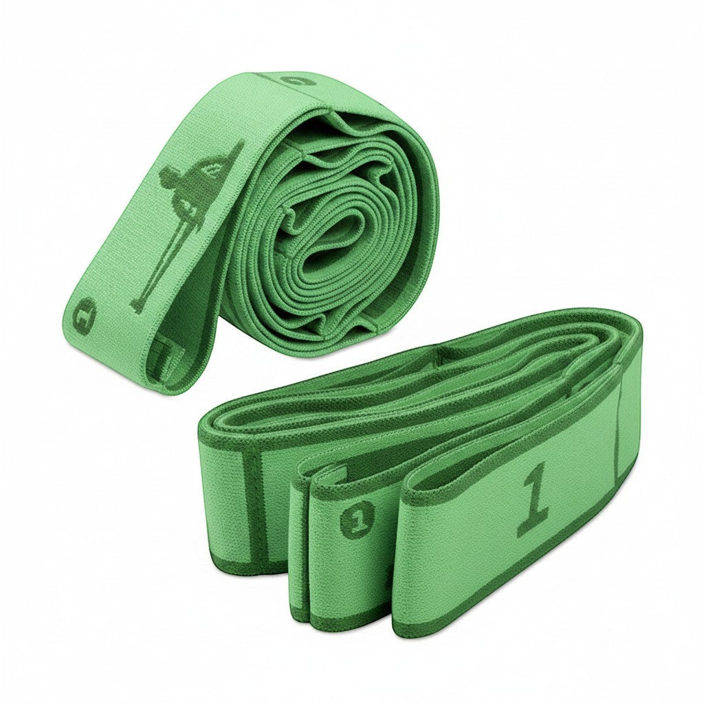 Take your stretching routine anywhere with a compact yoga stretching band suitable for fitness and wellness activities.