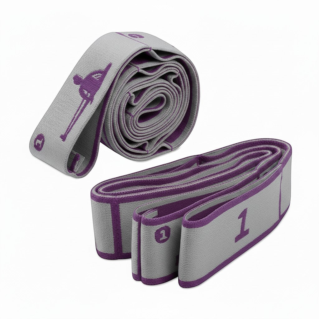 A durable yoga stretching band designed to help support stretching routines, mobility work, and fitness activities.
