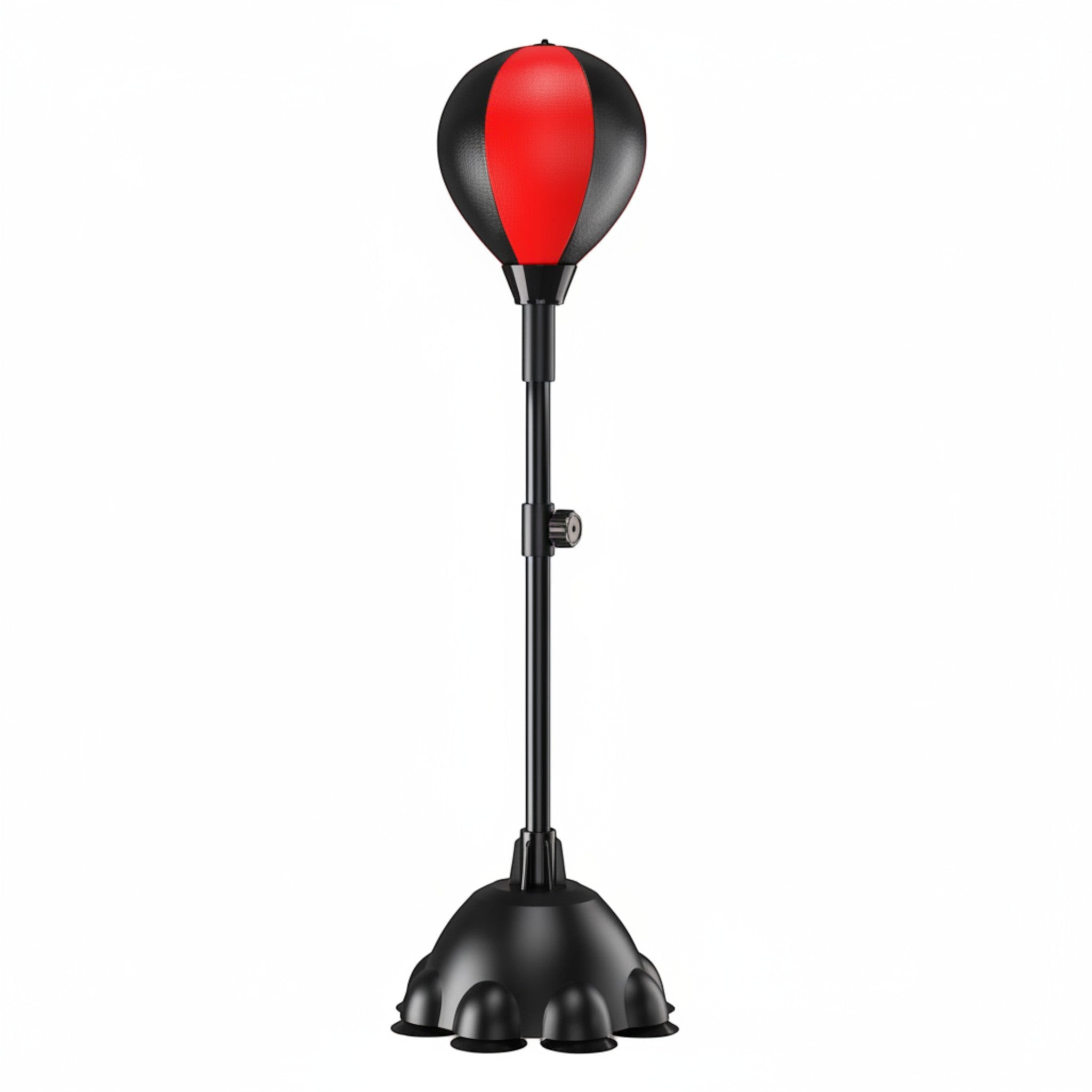 Saco de boxeo vertical The Fitness Universe em PU preto e vermelho para treino de força e cardio.