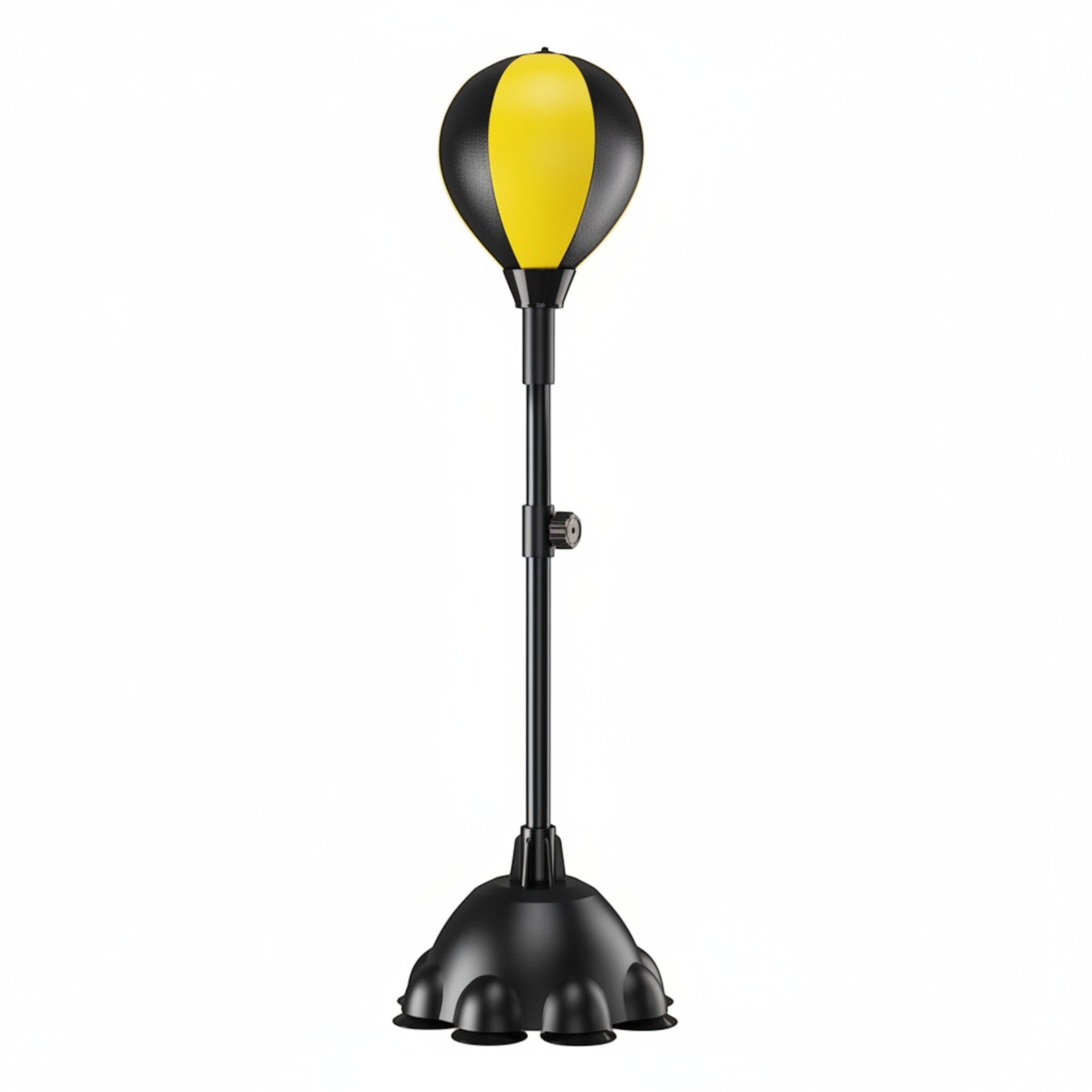 The Fitness Universe saco de boxeo vertical preto e amarelo em PU para treino de força e cardio.